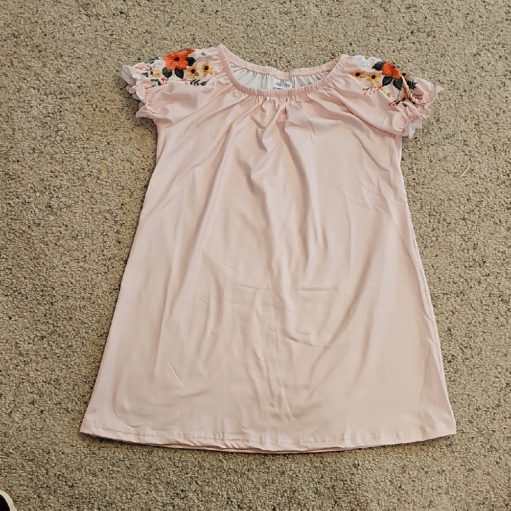 Floral Embroidered Pink Kids Dress